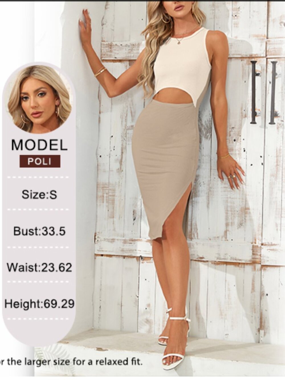AUSELILY Womens Summer Bodycon Dresses Crew Neck Cutout Midi Dress Casual Slit